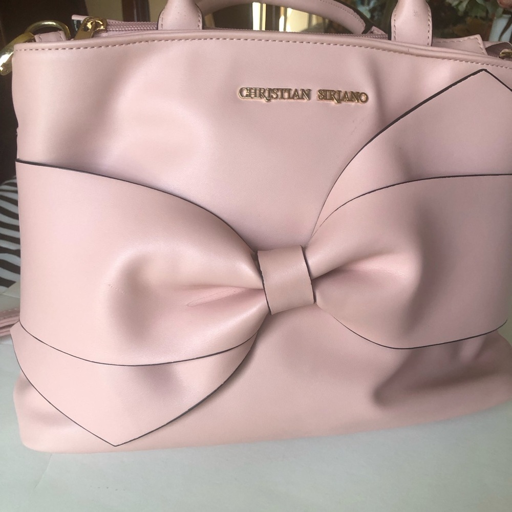 Christian Siriano Pale Pink Satchel with Bow Accent